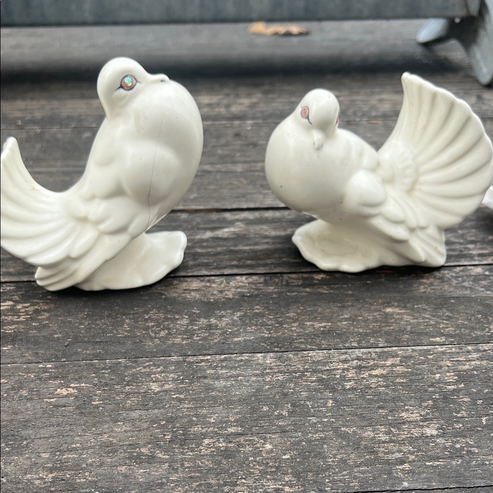 Elegant White Ceramic Bird Figurines